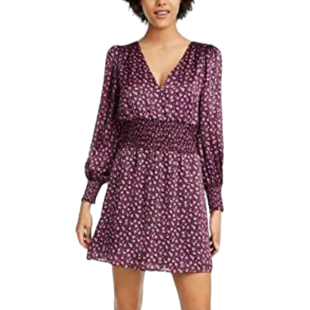 Leyden Women's Floral Mini Smocked Cocktail Dress in Purple Size S - Picture 9 of 10